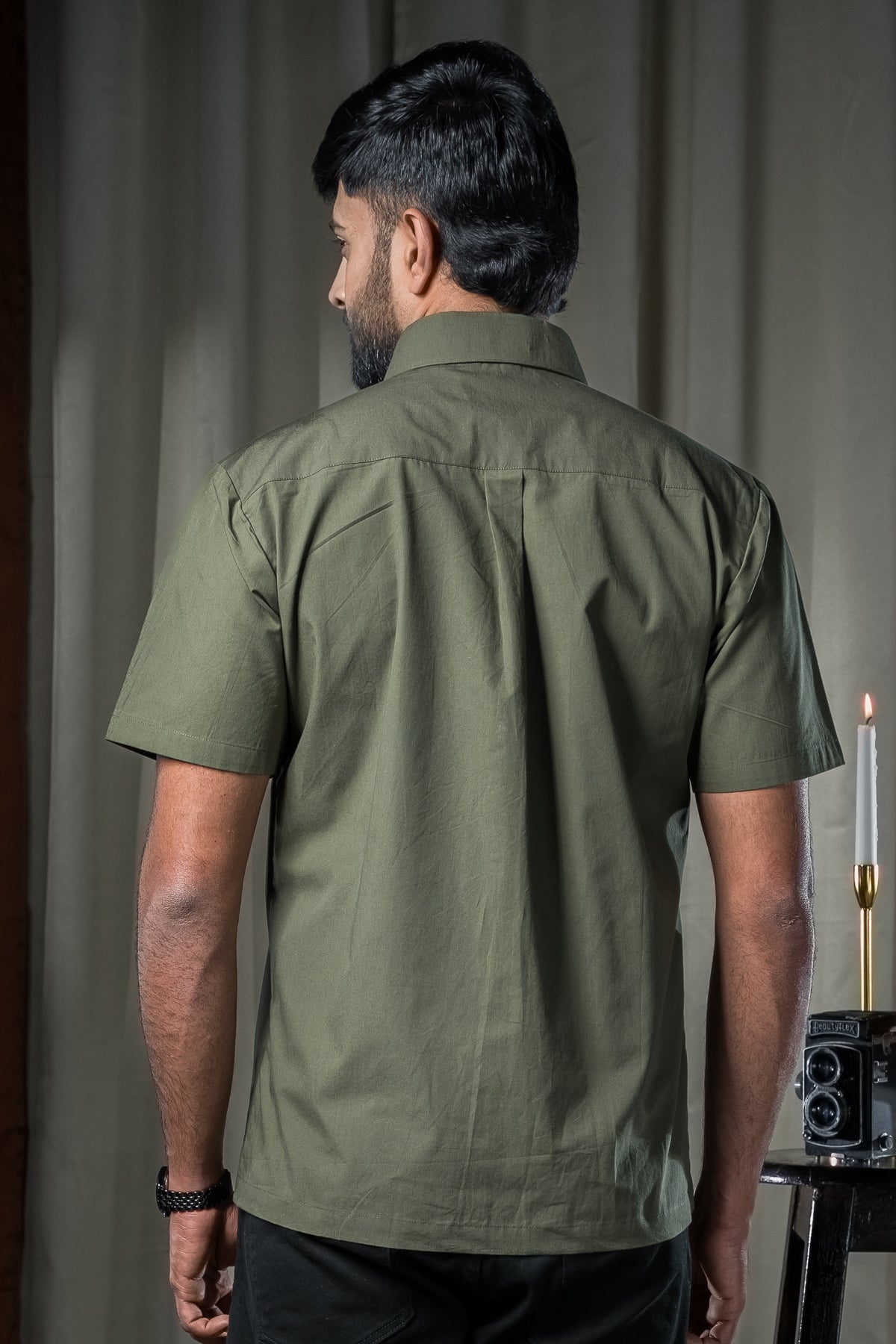Bandipur Half Sleeve Shirt - Cotton Olive Green