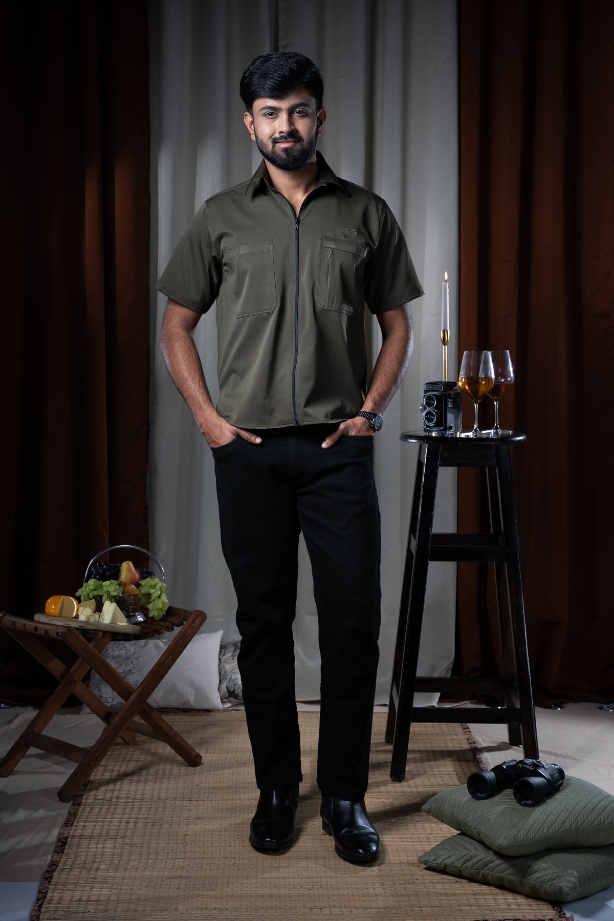 Kabini Half Sleeve Shirt - Dry Fit Bottle Green