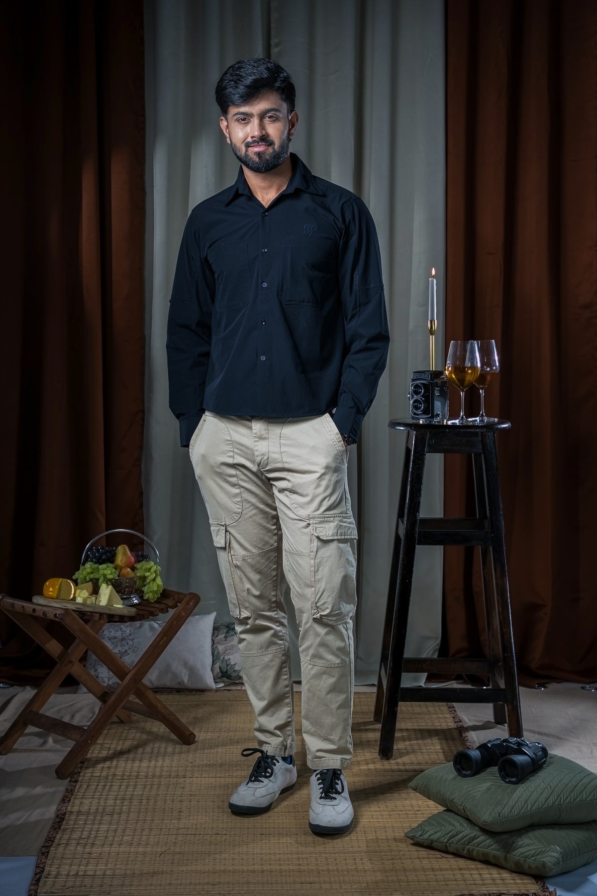 Bhadra Full Sleeve Shirt - Dry Fit Navy Blue
