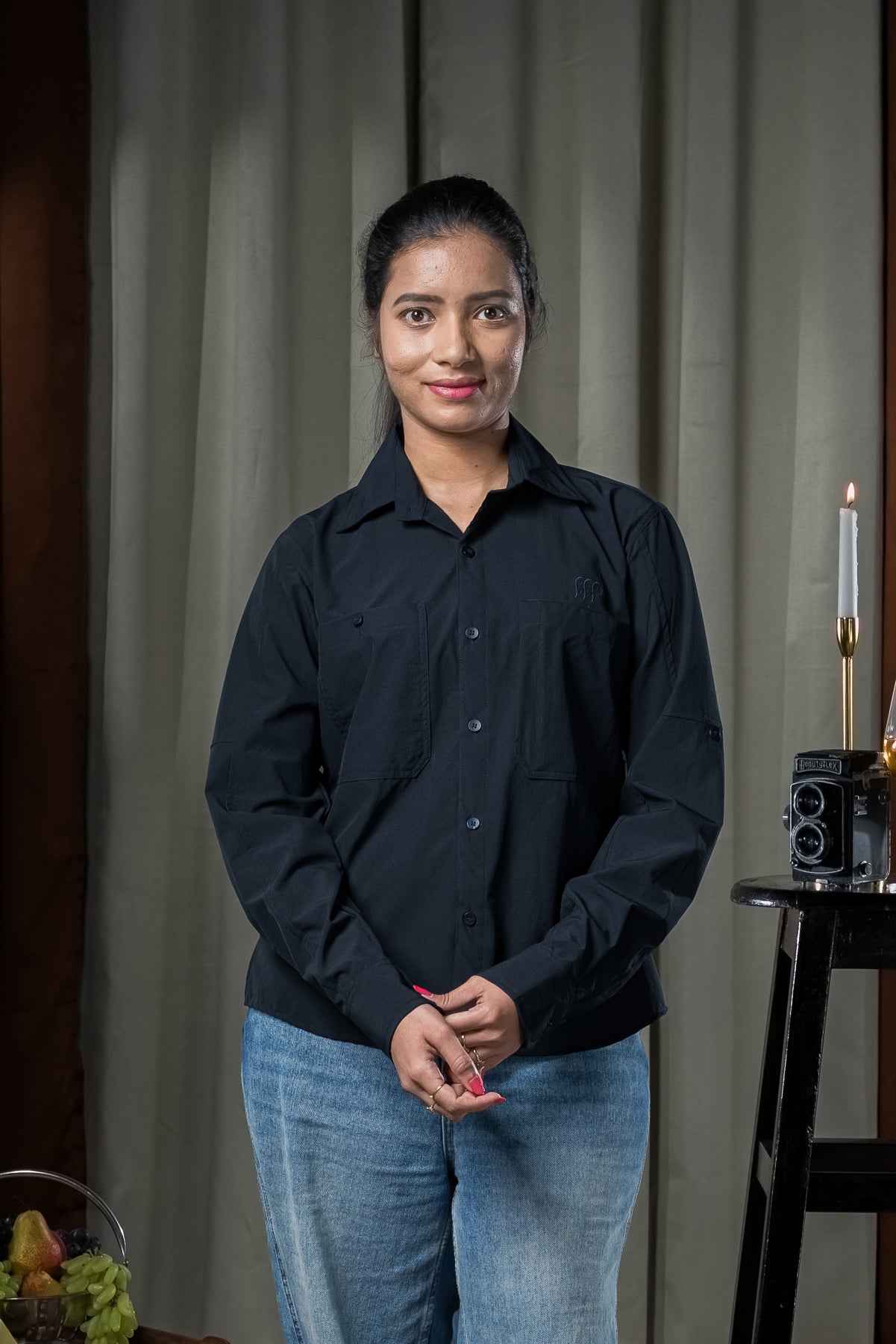 Bhadra Full Sleeve Shirt - Dry Fit Navy Blue