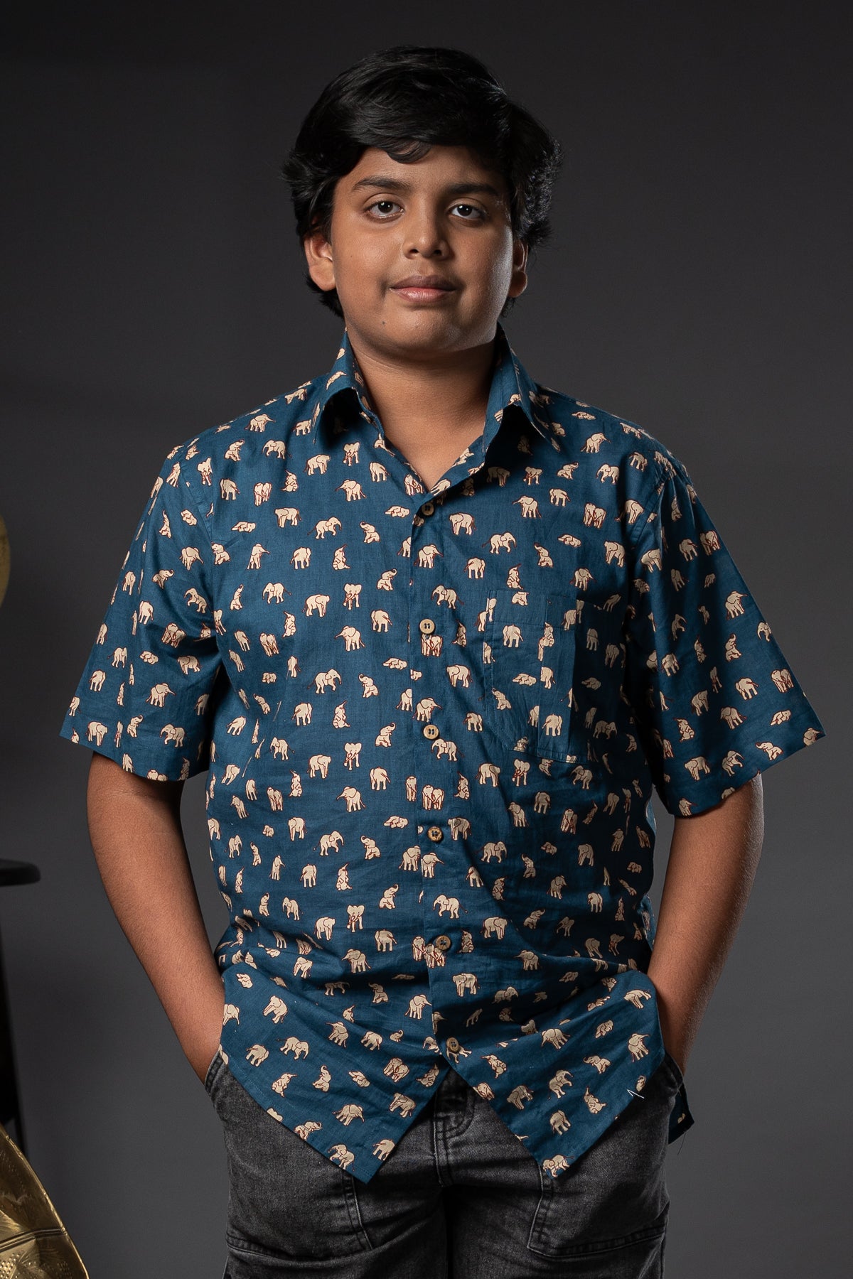 Cub Beige Elephant Printed Shirts