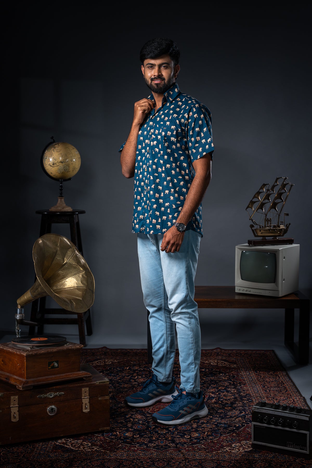 Beige Elephant Printed Shirts