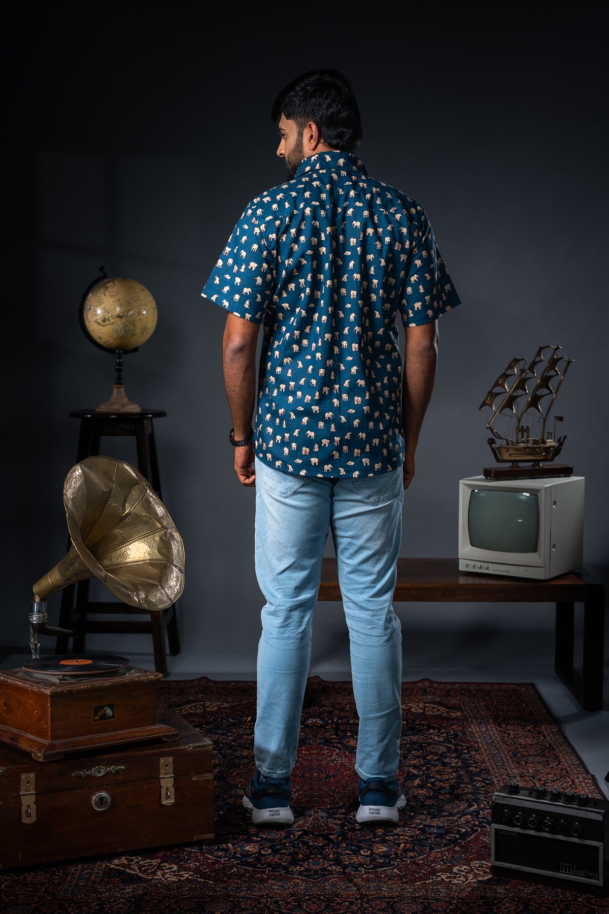 Beige Elephant Printed Shirts