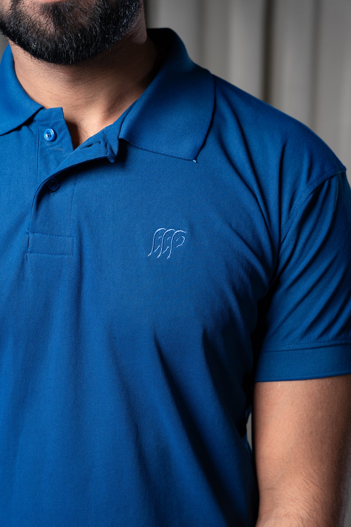 Hornbill Polo Neck T -Shirt - Cotton Navy Blue