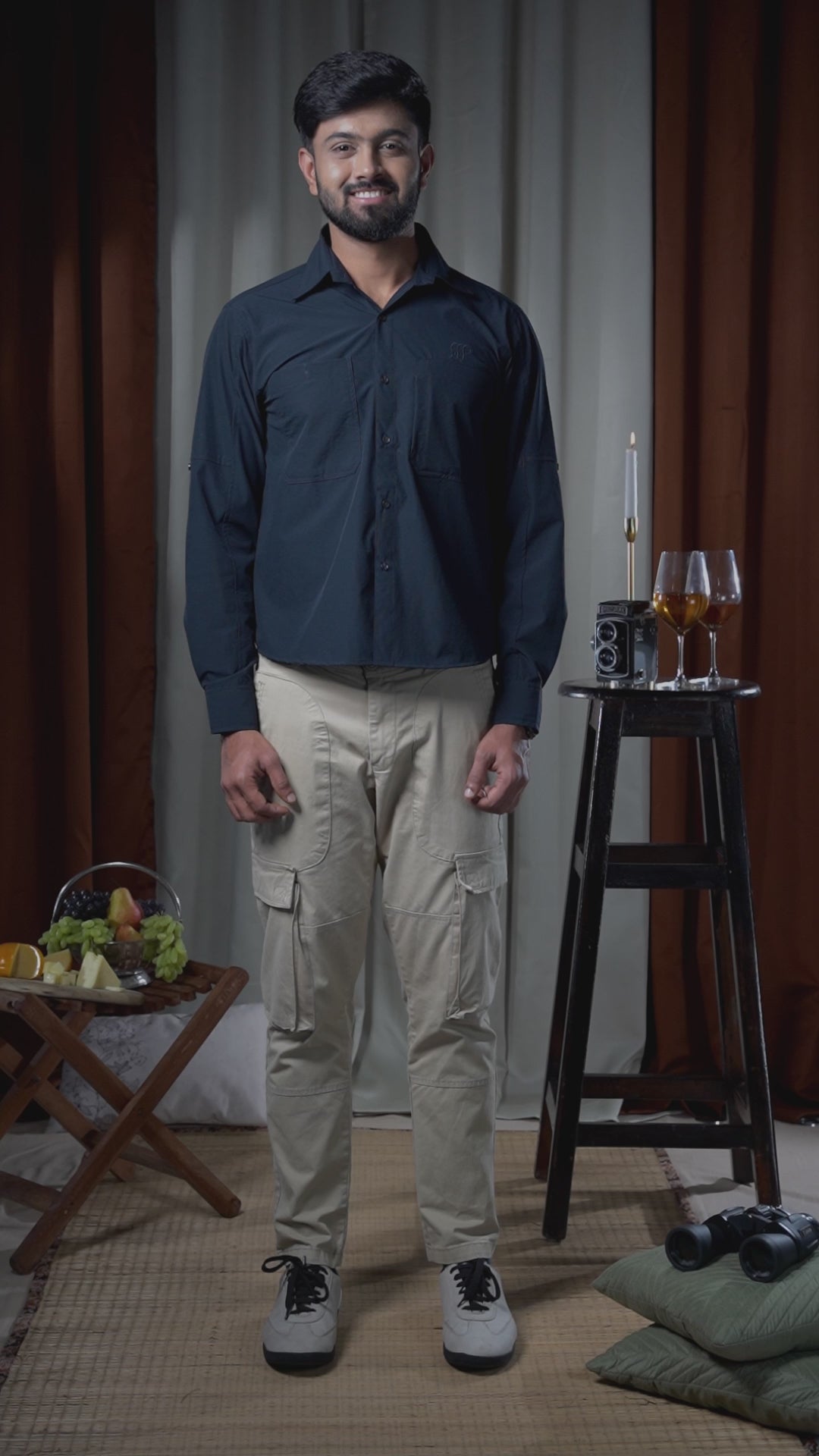 Bhadra Full Sleeve Shirt - Dry Fit Navy Blue
