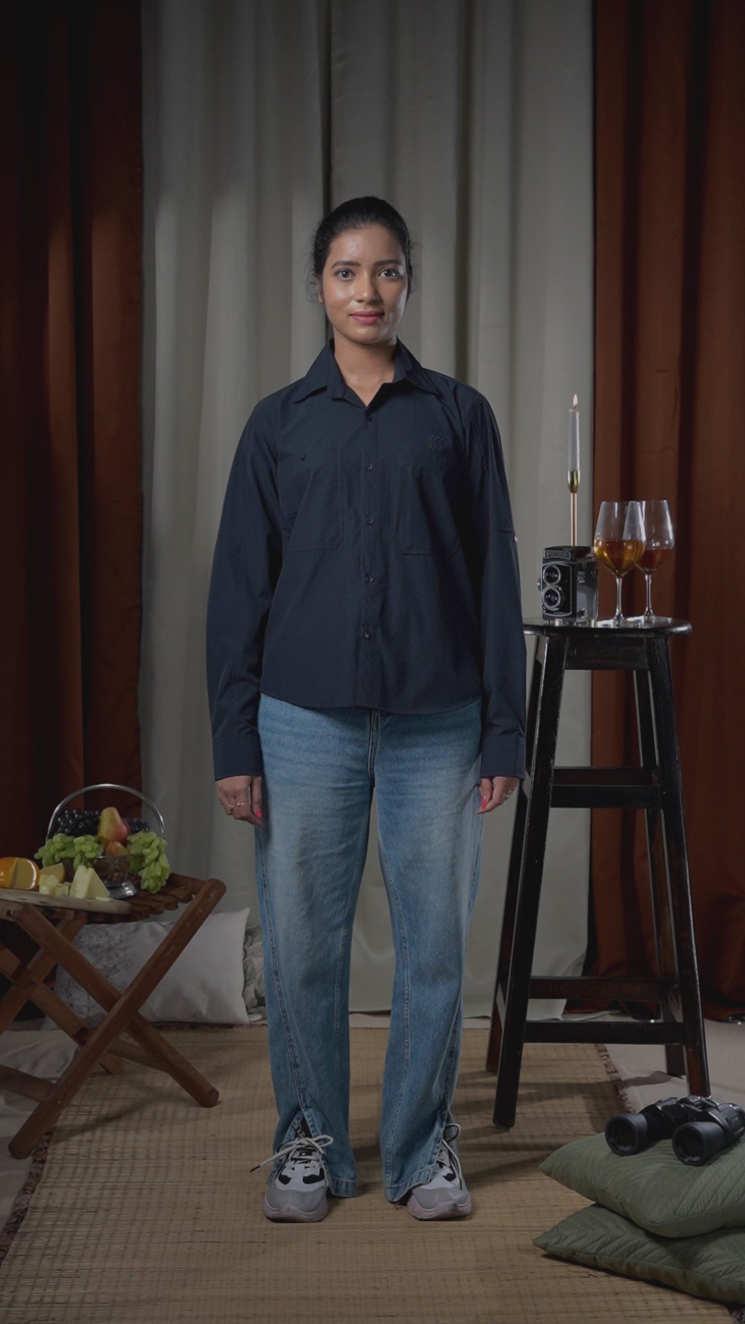 Bhadra Full Sleeve Shirt - Dry Fit Navy Blue